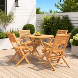 Garden Dining Set 5 Piece Outdoor Table Chair Backrest Slatted Foldable Patio