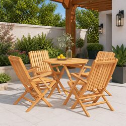 5 Piece Garden Dining Set Outdoor Table Chair Foldable Patio Furniture