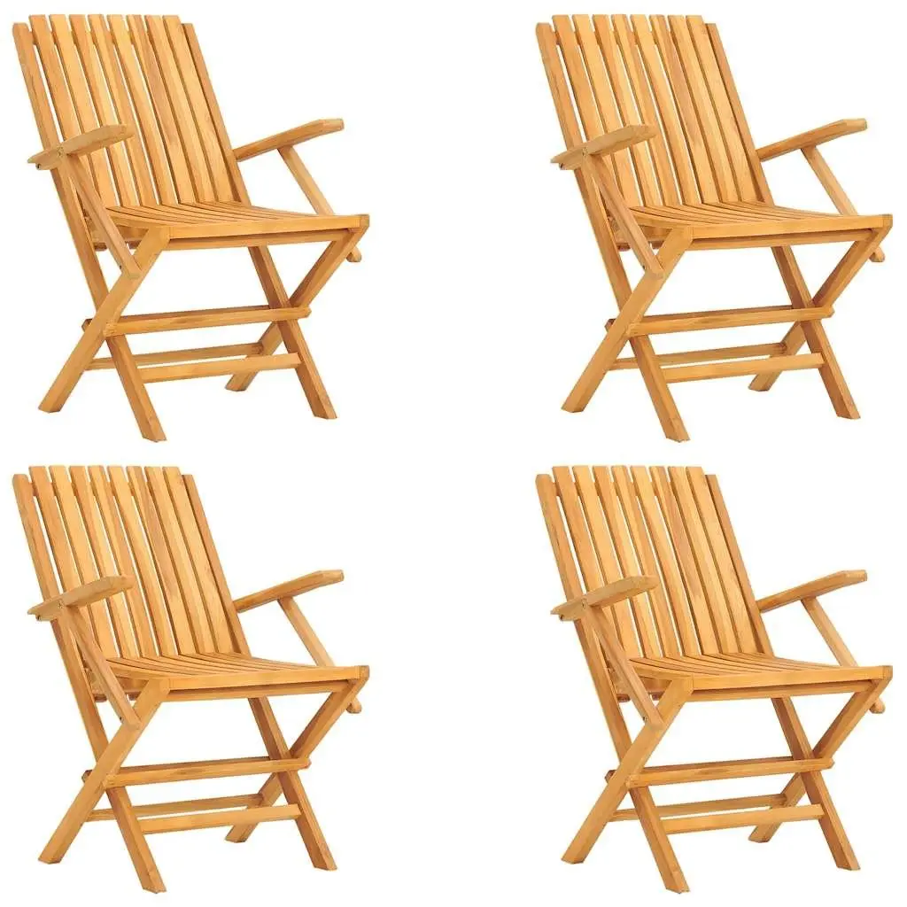 5 Piece Foldable Garden Dining Set Solid Teak Wood Outdoor Table and Chair
