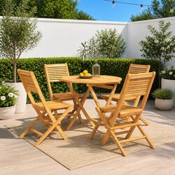 Your 5 Piece Outdoor Dining Set in Solid Brown Teak
