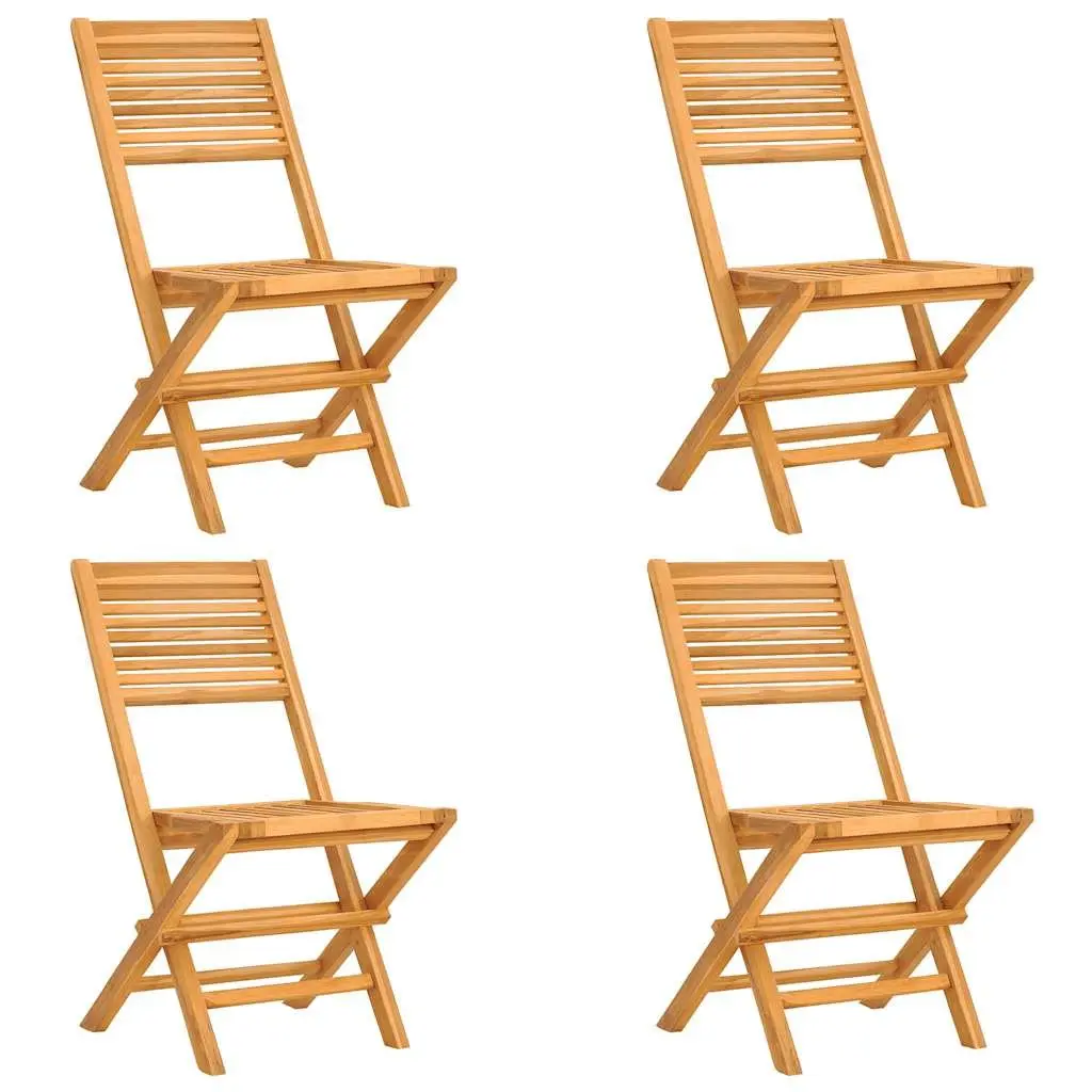 Garden Dining Set Foldable Teak Wood 5 Piece Brown