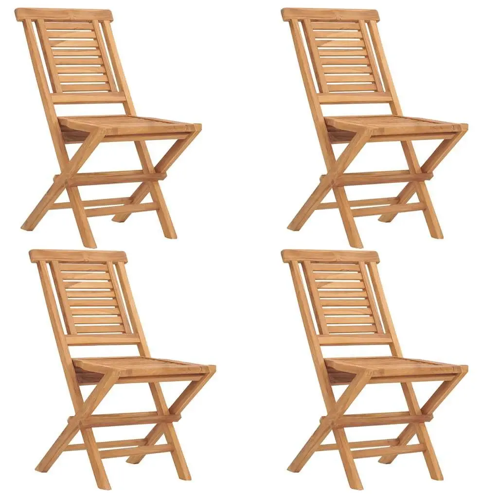 Garden Dining Set Wooden Folding 5 Piece Brown Teak Table Chairs