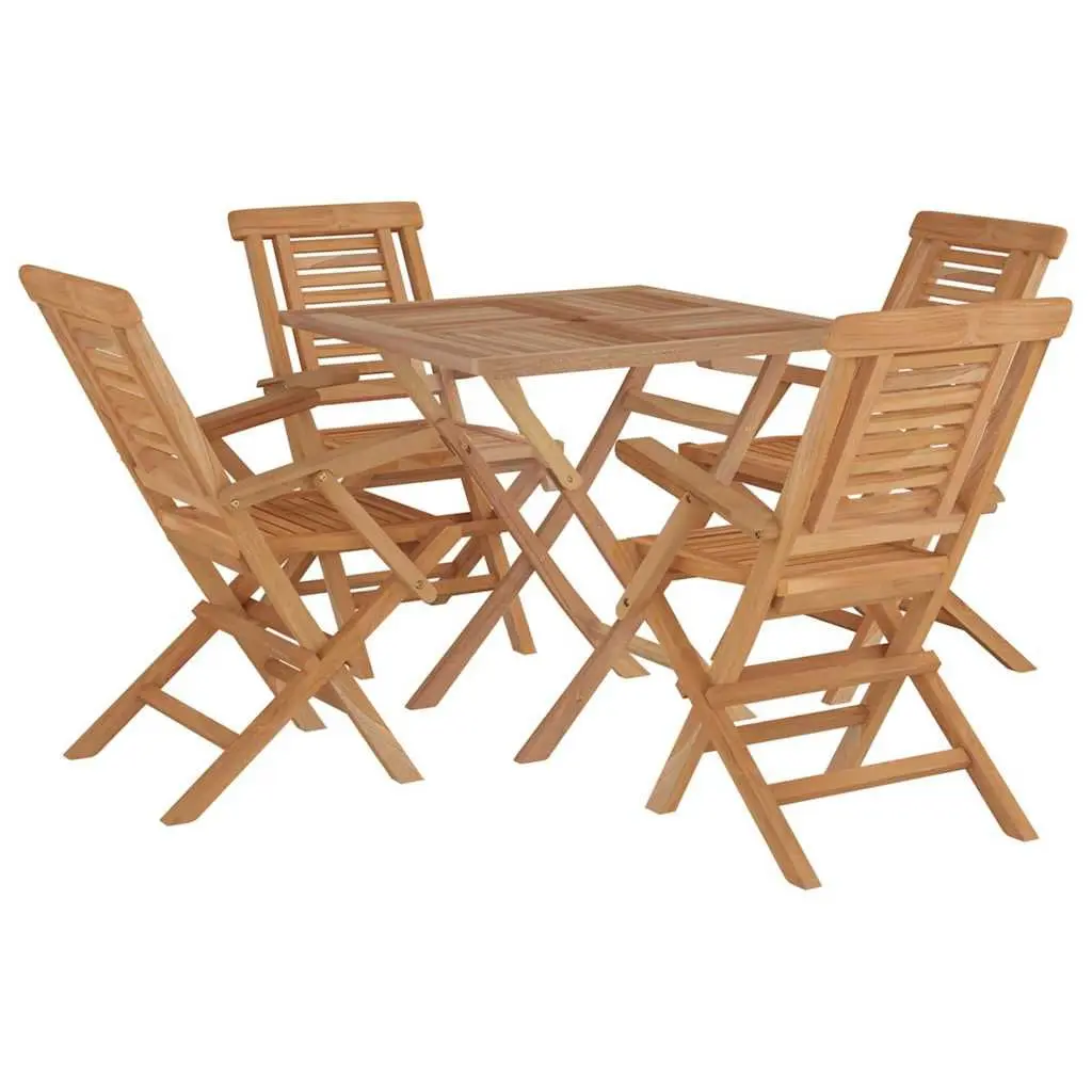 Garden Dining Set Foldable Wooden 5 Piece Outdoor Furniture Table Chairs