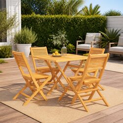 Friendly 5 Piece Wooden Dining Set for Outdoor Fun