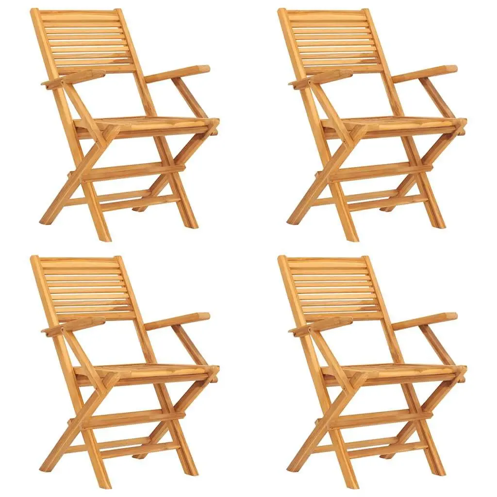 Teak Wood Outdoor Dining Set 5 Piece Foldable Garden Furniture Brown