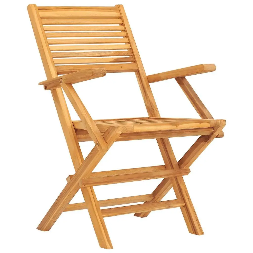 Teak Wood Outdoor Dining Set 5 Piece Foldable Garden Furniture Brown
