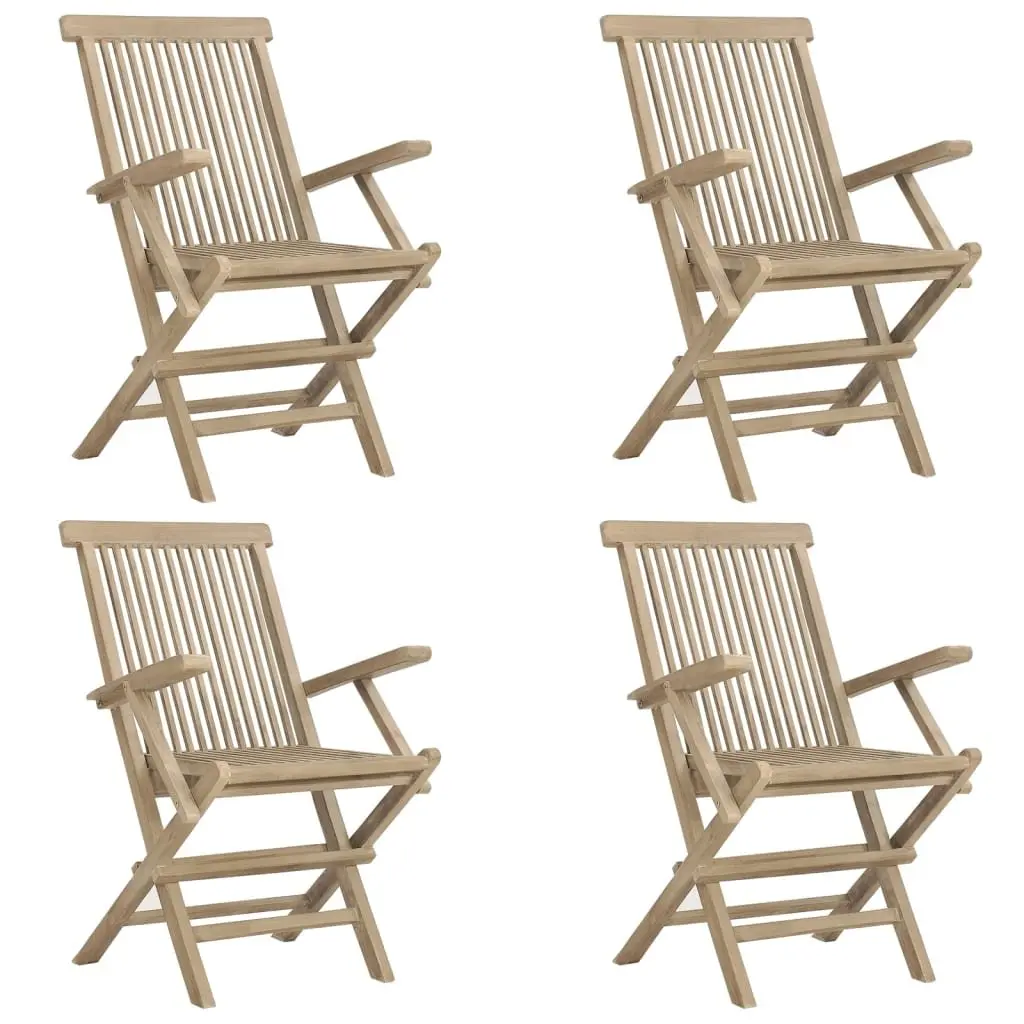 Garden Dining Set Foldable Grey Wooden 5 Piece Outdoor Furniture