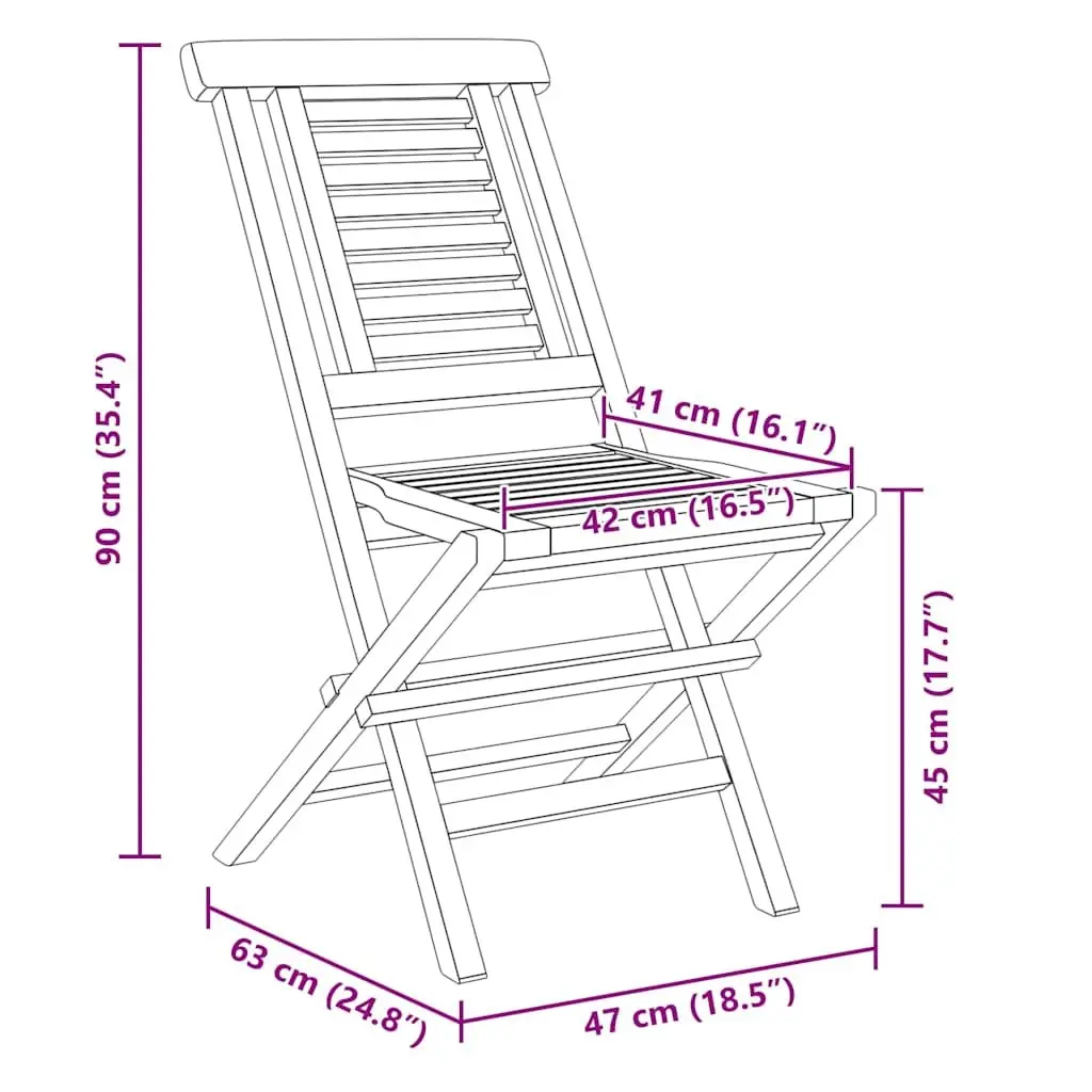Folding Wooden Garden Chairs 6 pcs Outdoor Seating Teak Slatted Design Brown