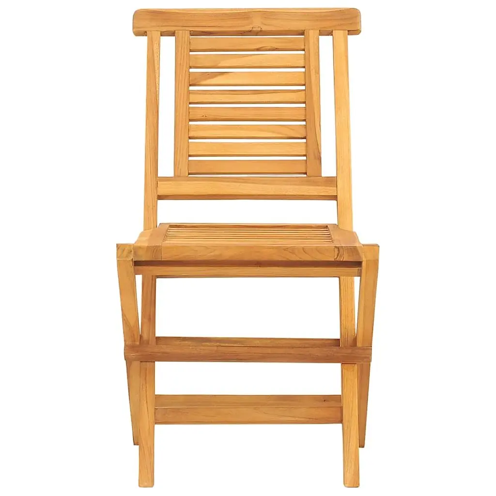Outdoor Folding Garden Chairs Set of 8 Teak Wood Slatted Backrest Brown