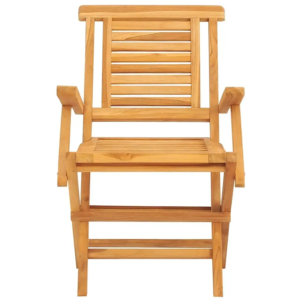 Folding Garden Chairs Solid Teak Wood Outdoor Seating Set of 6 with Backrest and Armrest
