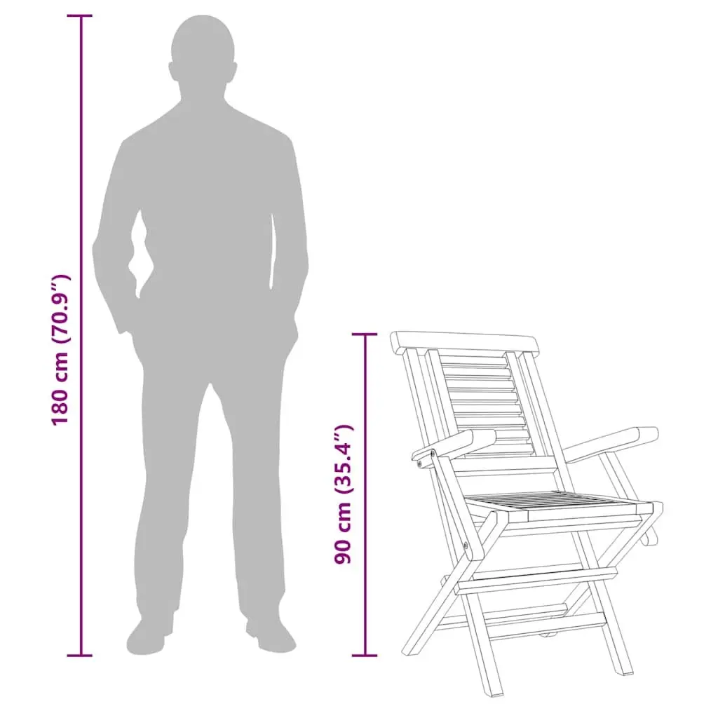 Folding Garden Chairs Wooden Outdoor Seating Brown 8 Piece