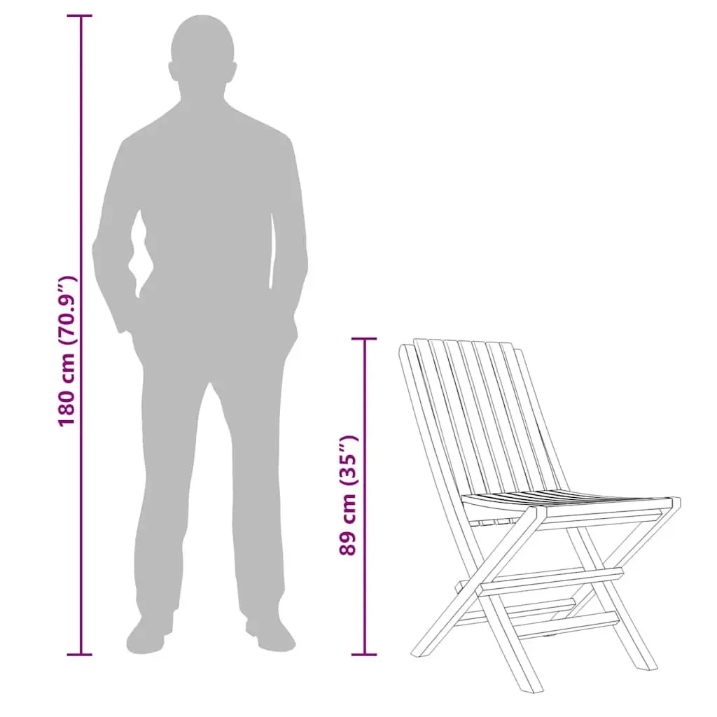 Outdoor Folding Garden Chairs 8 pcs Solid Teak Wood Patio Seating Brown