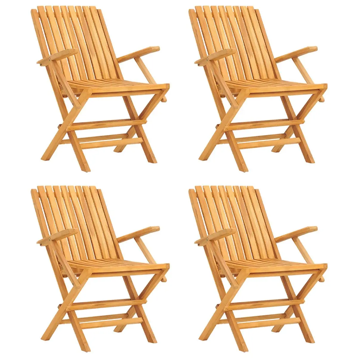 Outdoor Folding Garden Chairs 4 pcs Wooden Patio Seating Backrest Armrest Brown