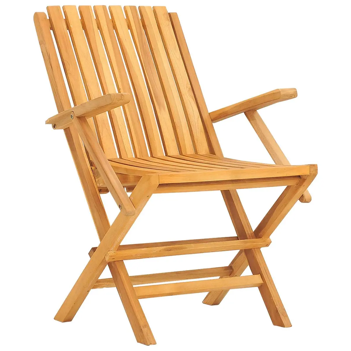 Outdoor Folding Garden Chairs 4 pcs Wooden Patio Seating Backrest Armrest Brown