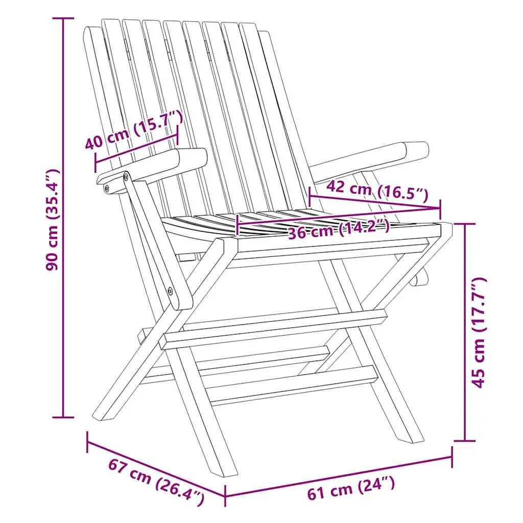 Outdoor Folding Garden Chairs 4 pcs Wooden Patio Seating Backrest Armrest Brown