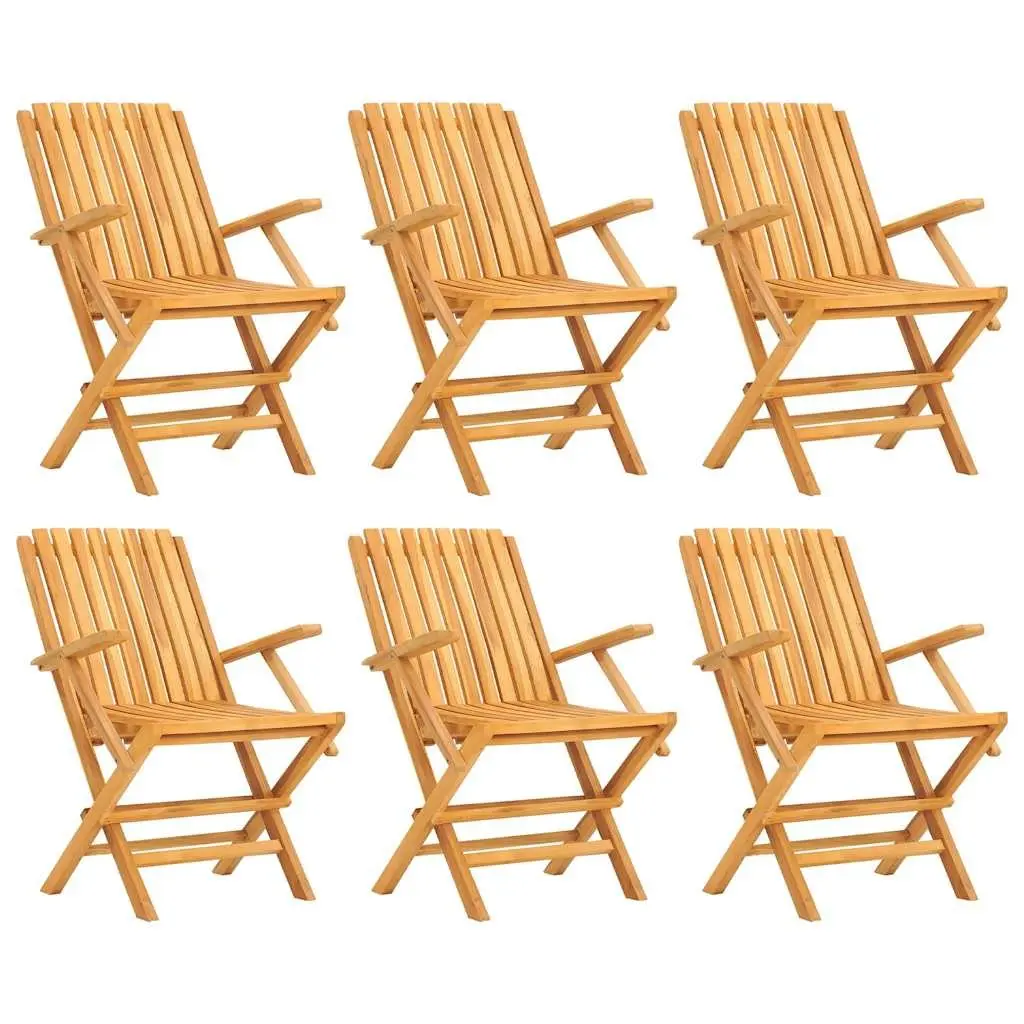 Folding Garden Chairs Solid Teak Wood 6 Pieces Outdoor Seating Patio Furniture
