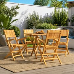 Folding Teak Garden Chairs - Four Piece Set for Outdoors