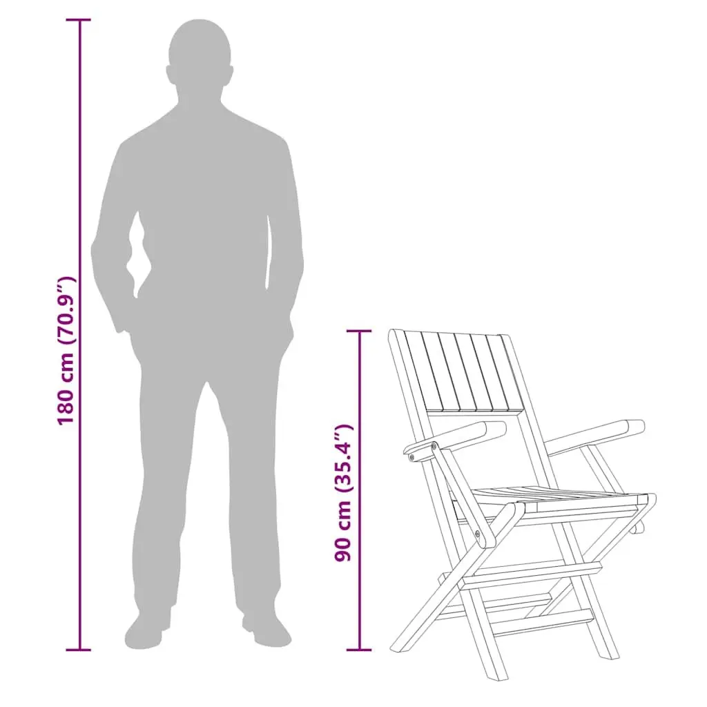 Folding Garden Chairs Solid Teak Wood Outdoor Seating Brown 55x61x90cm 6 Piece
