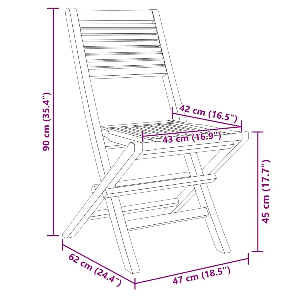 Outdoor Folding Garden Chairs Set 6 pcs Solid Wood Teak Brown Slatted Design