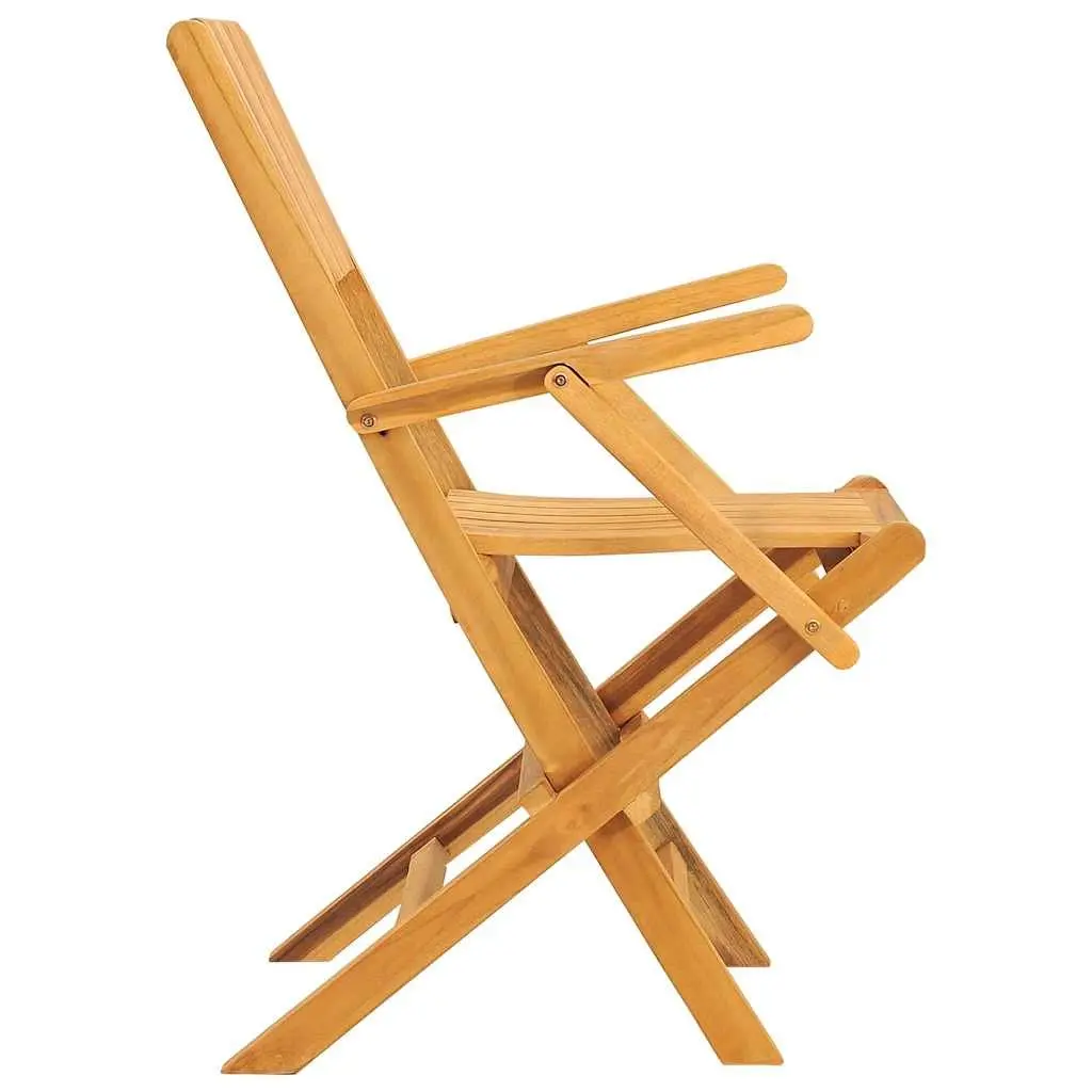 Outdoor Folding Garden Chairs 4 pcs Wooden Seating Backrest Armrests Brown