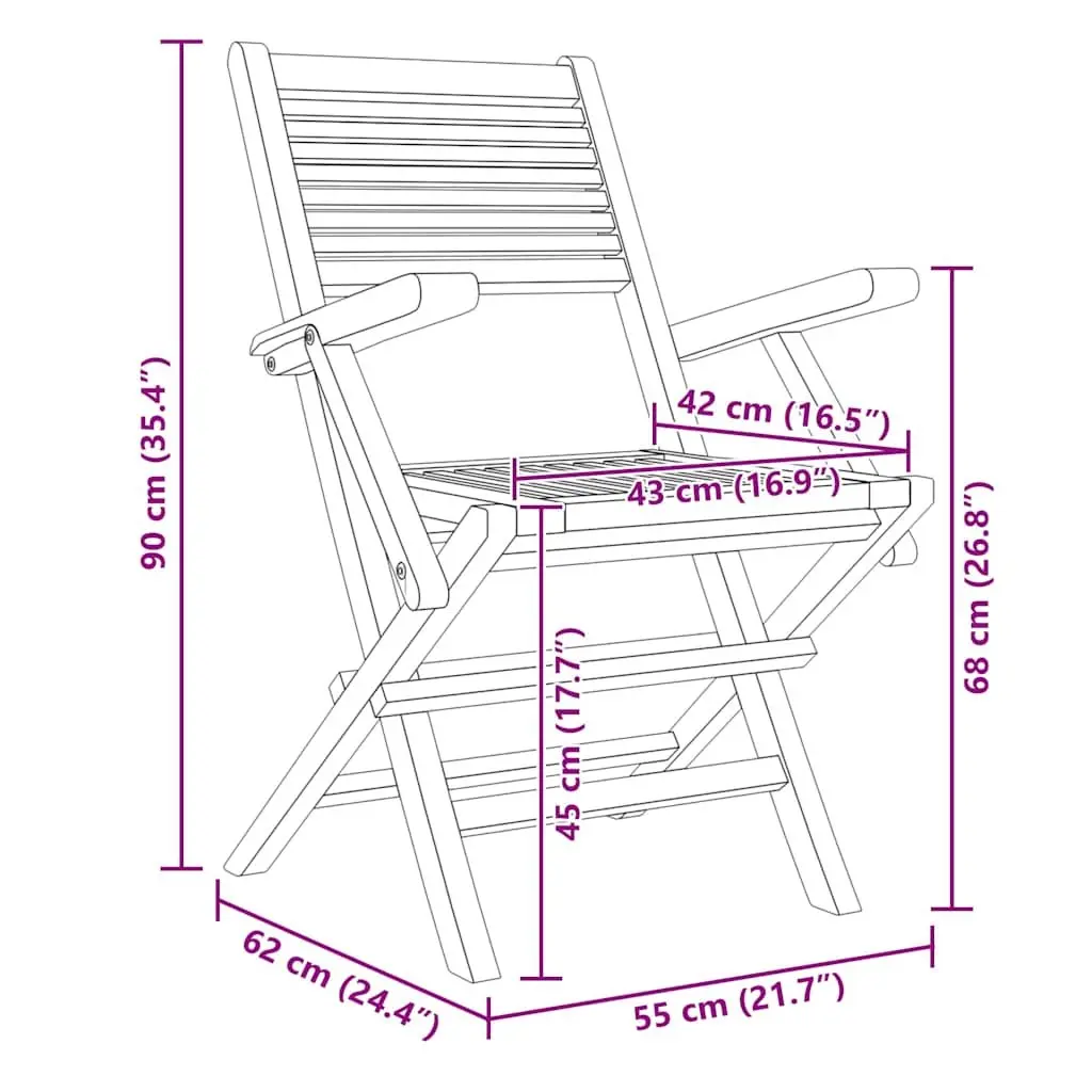 Outdoor Folding Garden Chairs 4 pcs Wooden Seating Backrest Armrests Brown