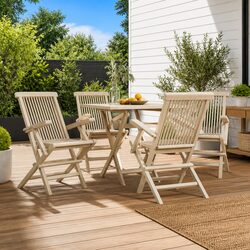 Folding Garden Chairs 4 pcs Grey 56x61x89 cm Outdoor Seating Solid Wood
