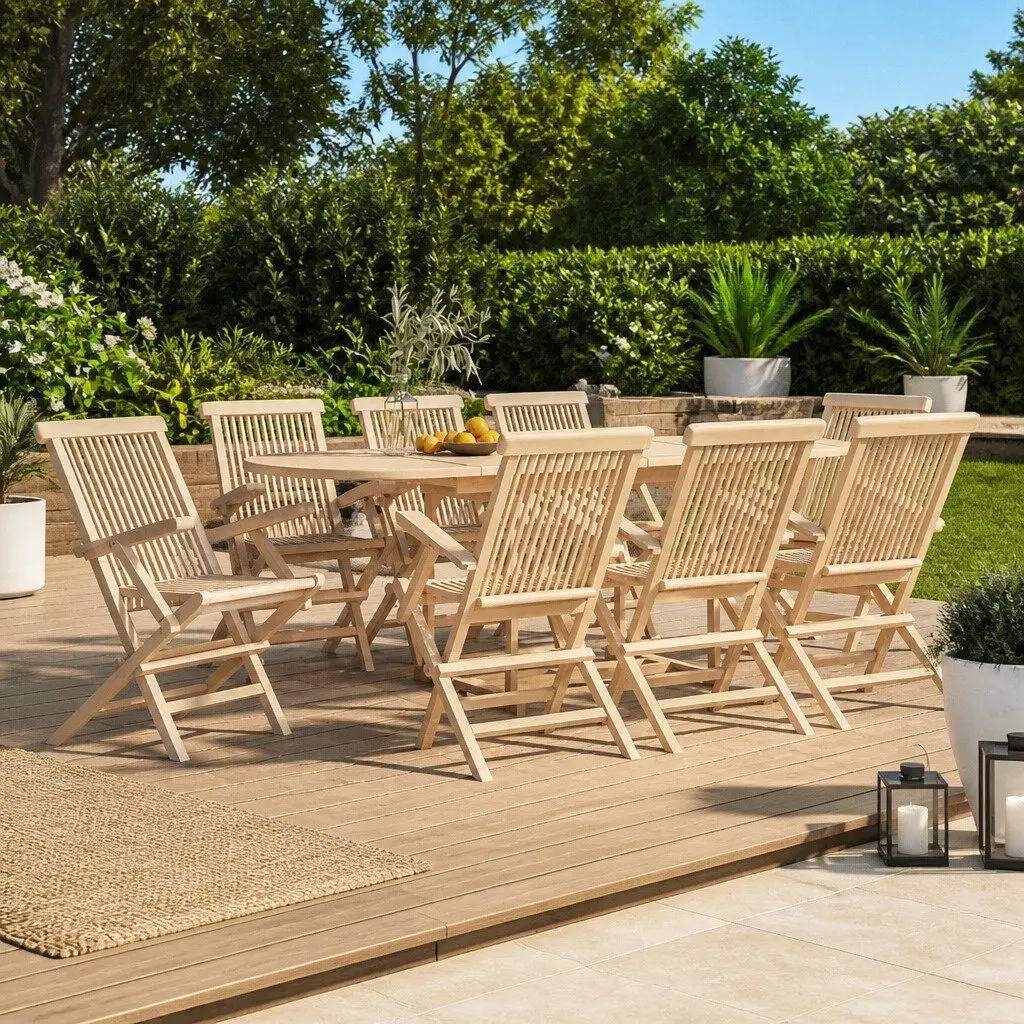 Folding Garden Chairs Solid Teak Wood Grey 56x61x89 cm 8 Piece Outdoor Seating
