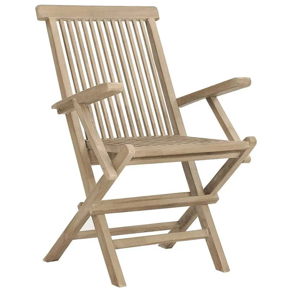 Folding Garden Chairs Solid Teak Wood Grey 56x61x89 cm 8 Piece Outdoor Seating