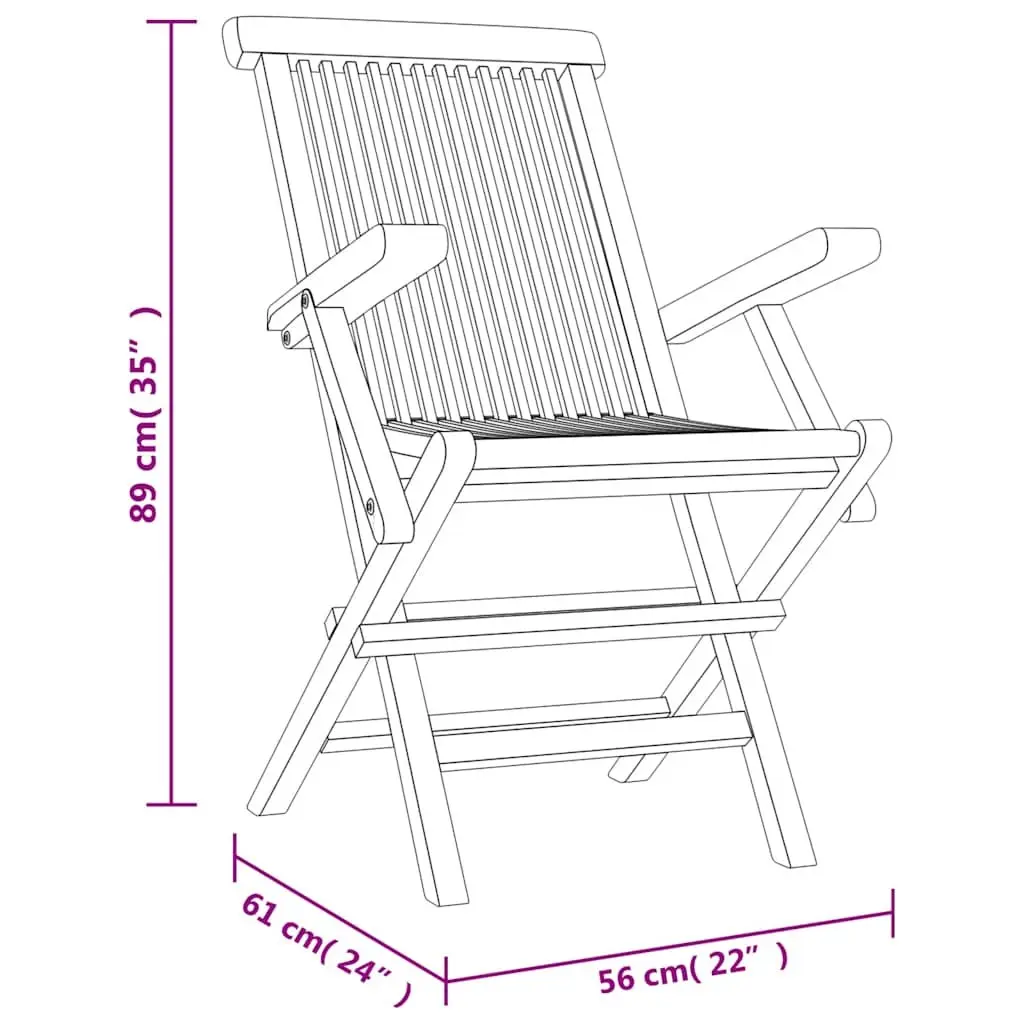 Folding Garden Chairs Solid Teak Wood Grey 56x61x89 cm 8 Piece Outdoor Seating