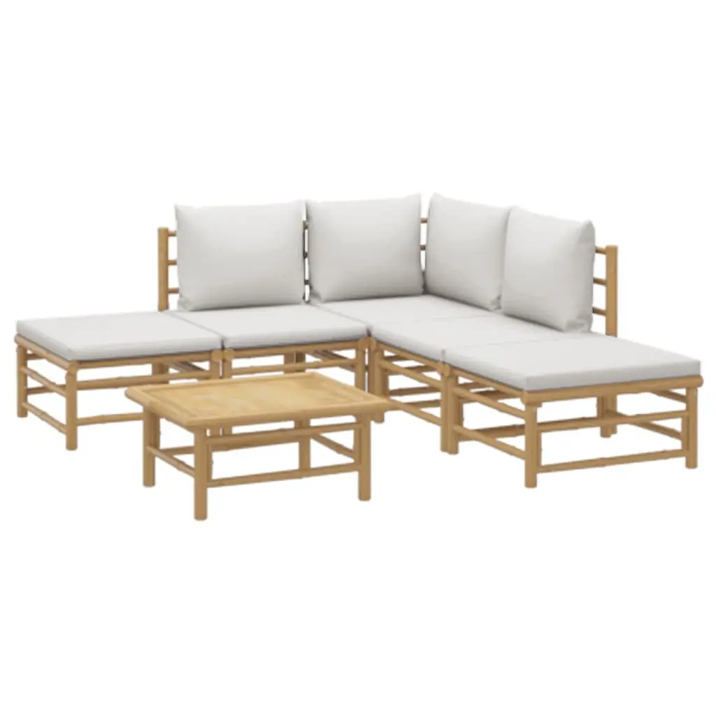 Garden Lounge Set Bamboo Modular Outdoor Furniture 6 Piece with Cushions