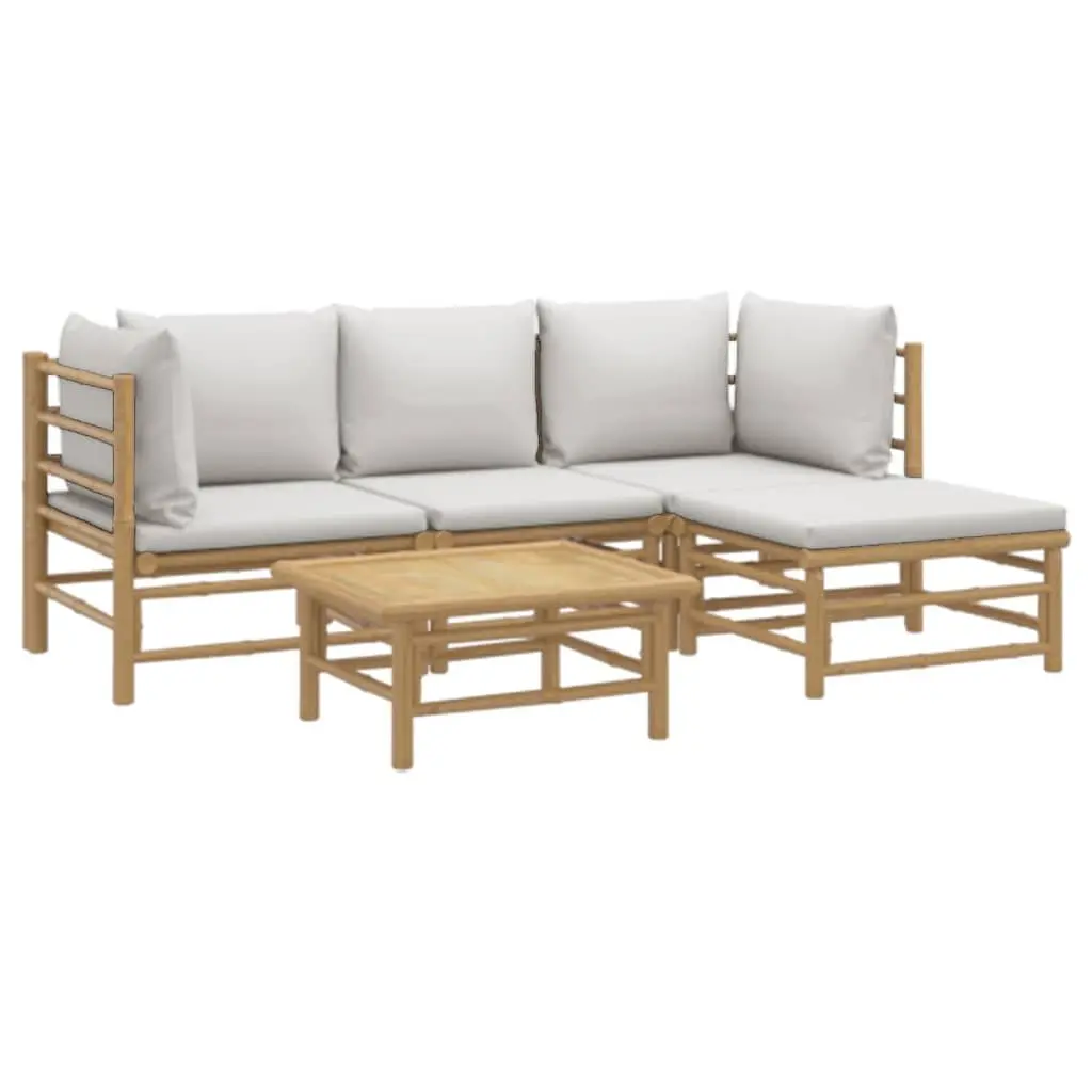 Bamboo Garden Lounge Set 5 Piece Outdoor Furniture Patio Sofa with Cushions