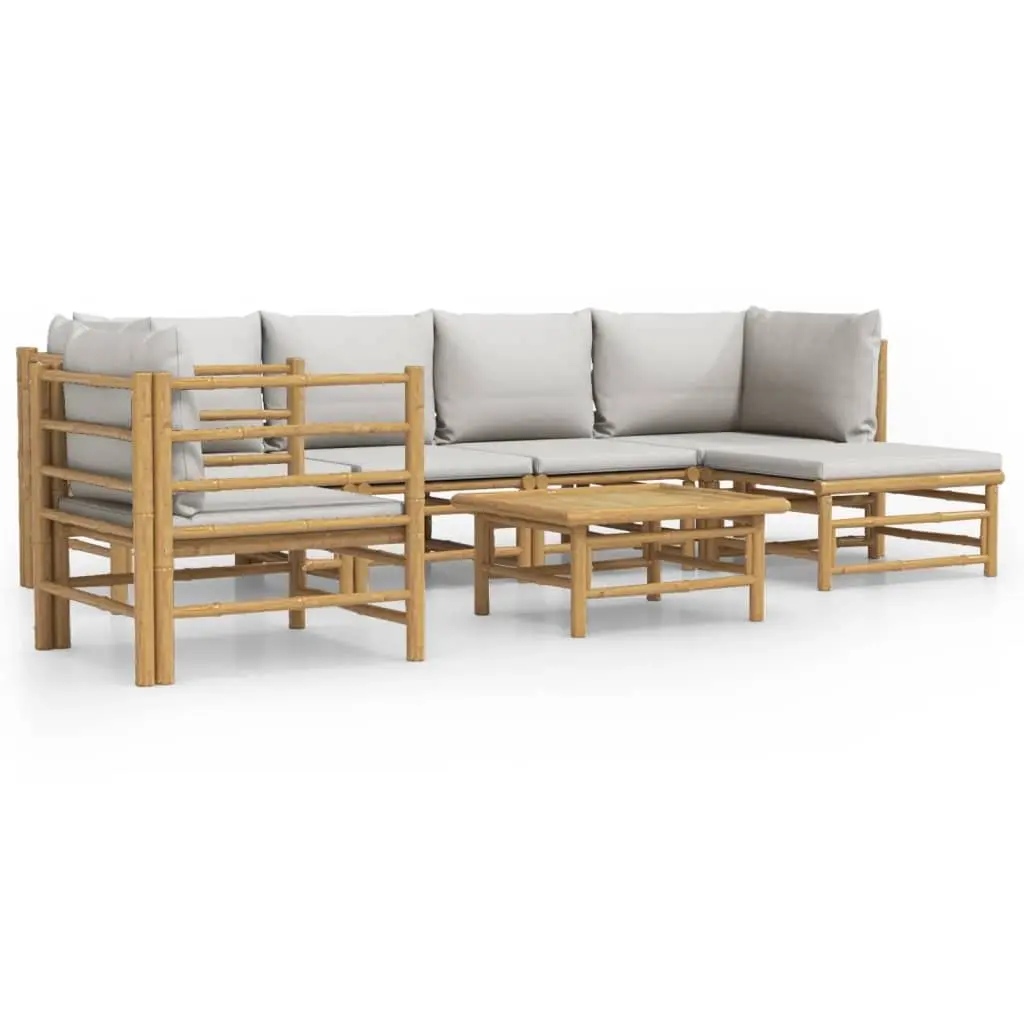 7 Piece Bamboo Lounge Set for Relaxing Outdoors
