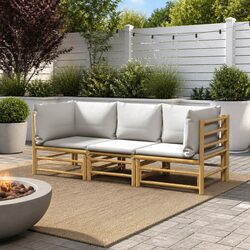 Your 3-Piece Bamboo Lounge Set Awaits with Soft Cushions