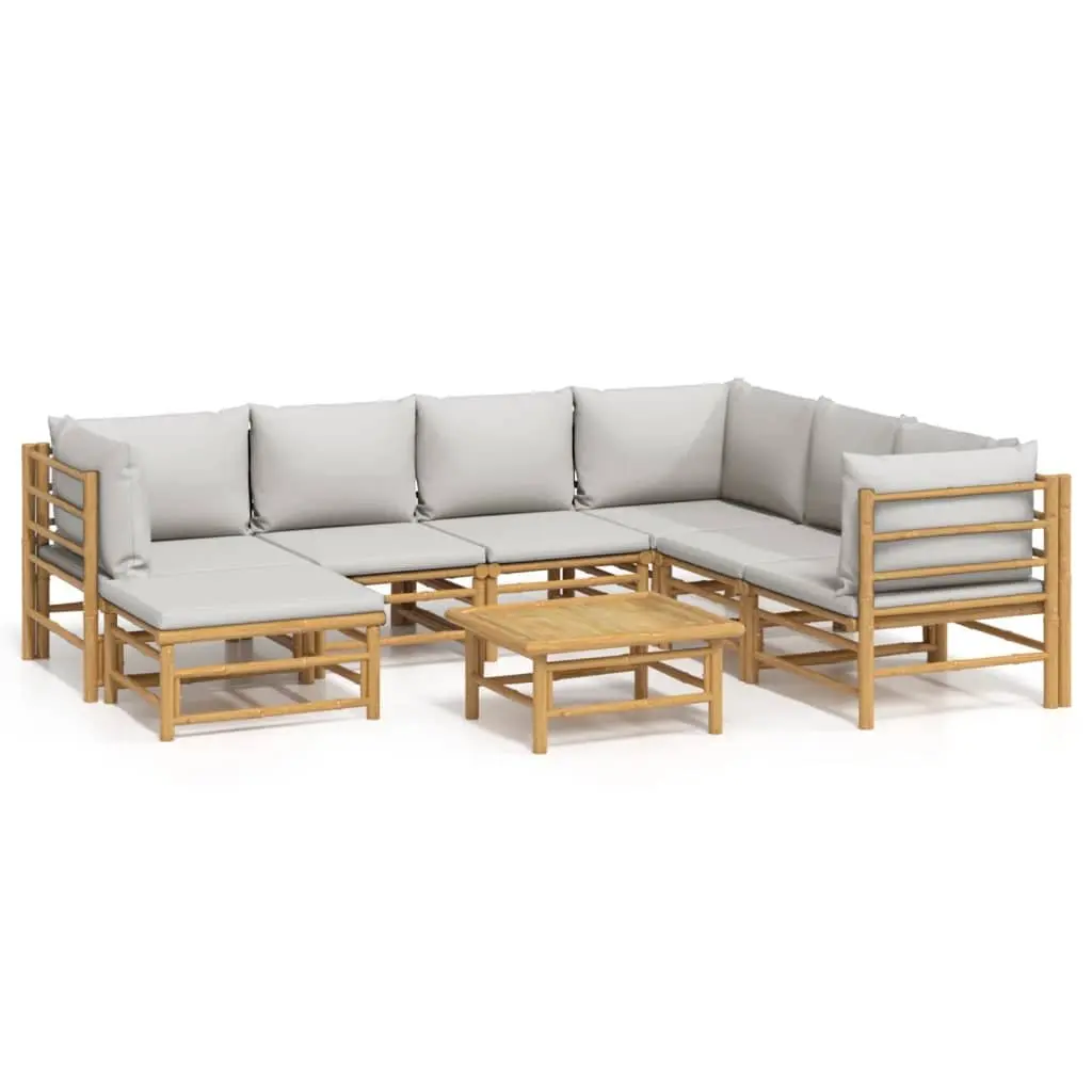Bamboo Garden Lounge Set Modular 8 Piece Outdoor Furniture with Cushions