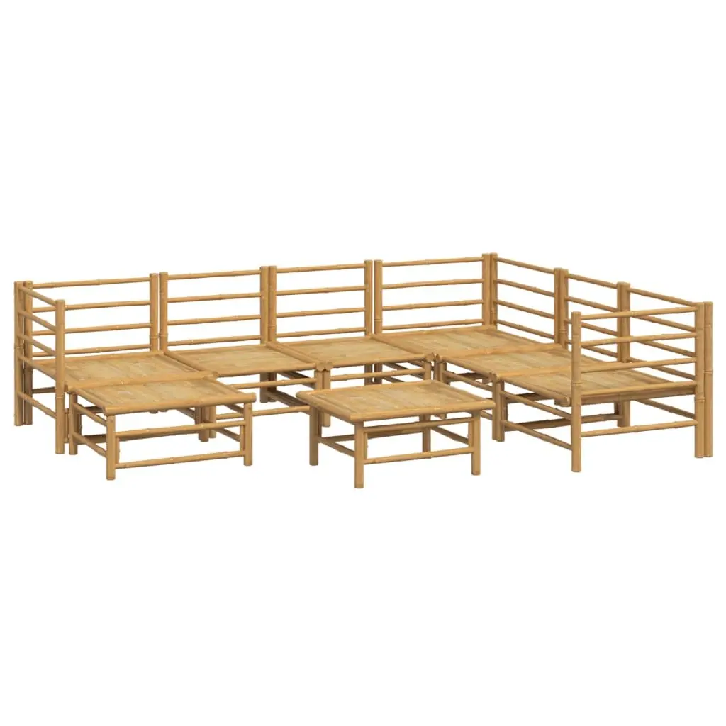 Bamboo Garden Lounge Set Modular 8 Piece Outdoor Furniture with Cushions