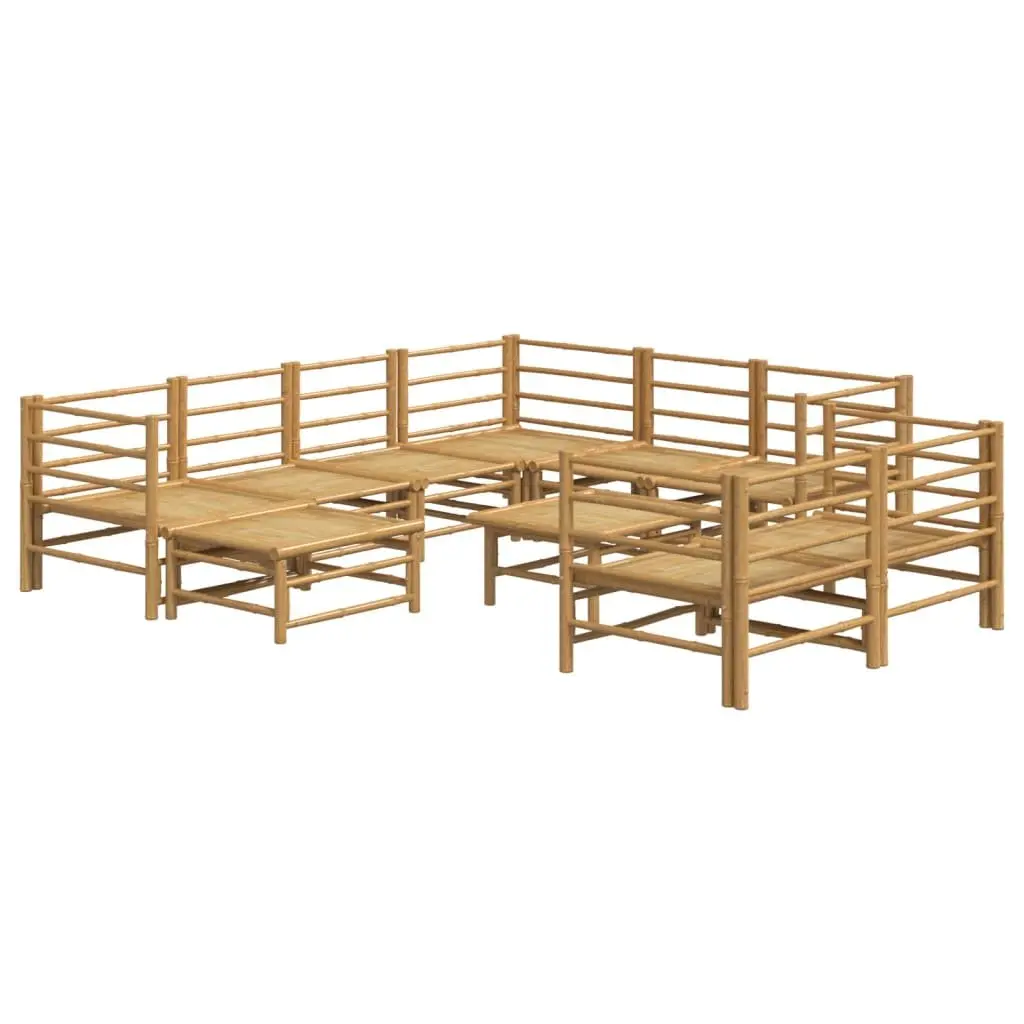 Bamboo Outdoor Lounge Furniture Set 10 Pieces with Cushions for Garden and Patio