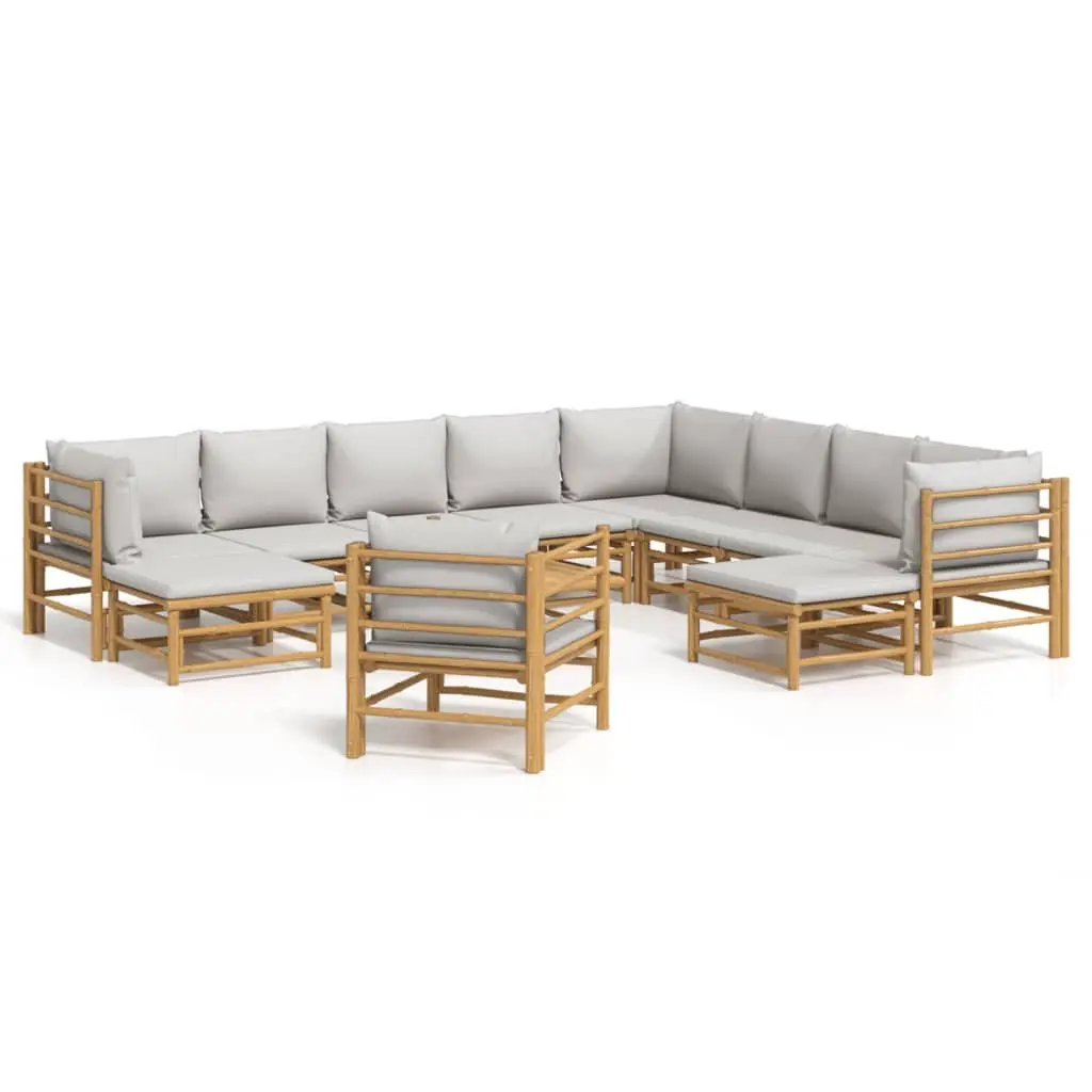 Bamboo Garden Lounge Set Modular Outdoor Furniture 12 Piece Brown