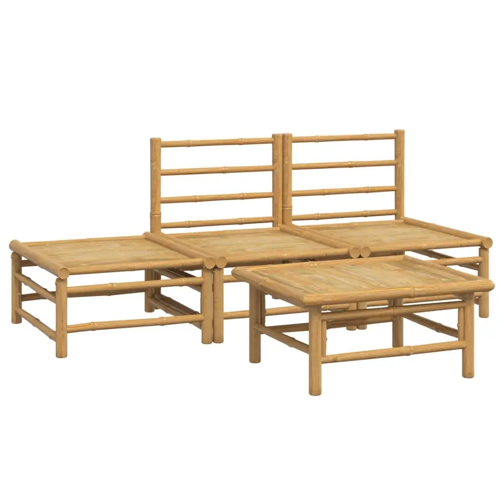4 Piece Modular Bamboo Outdoor Lounge Set with Cushions Brown