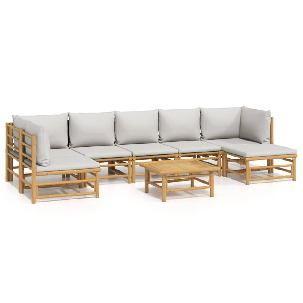 Outdoor Garden Lounge Set 8 Piece Bamboo Furniture with Cushions Patio Sofa