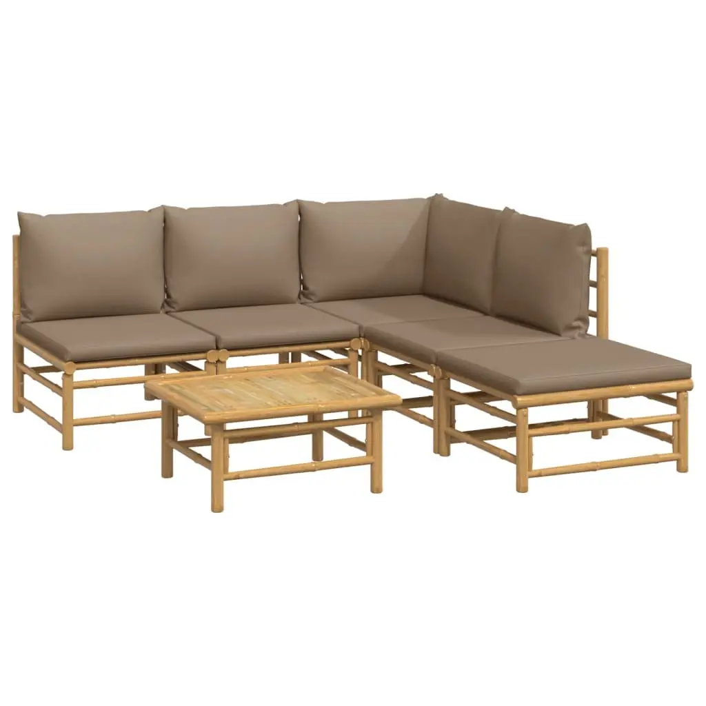 Garden Lounge Set Bamboo Outdoor Furniture 6 Piece with Cushions
