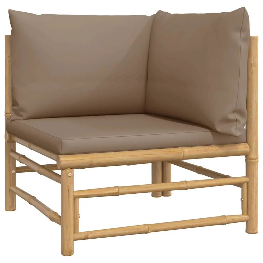 Bamboo Garden Lounge Set 5 Piece Outdoor Furniture with Taupe Cushions