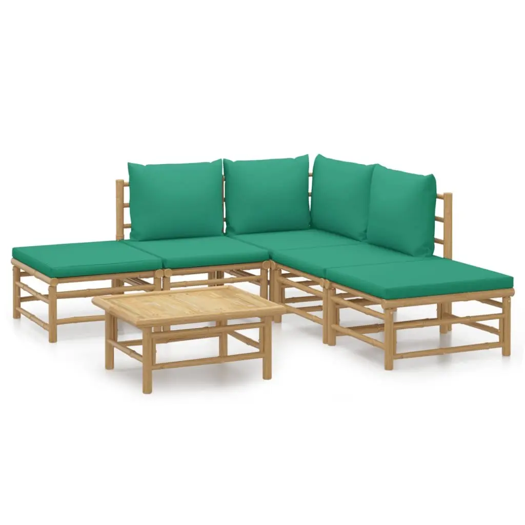 Bamboo Garden Lounge Set 6 Piece Outdoor Furniture with Cushions Brown