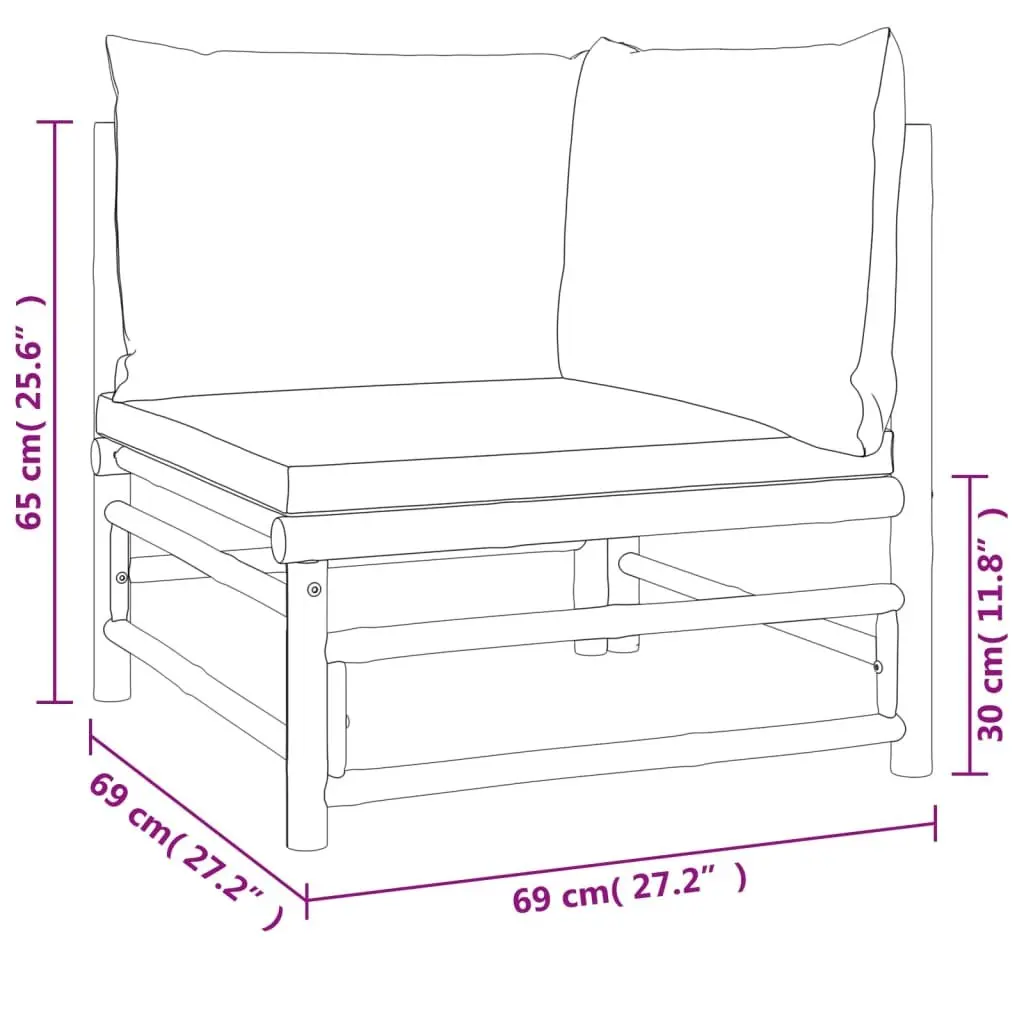 4 Piece Bamboo Garden Lounge Set Outdoor Furniture with Cushions Brown