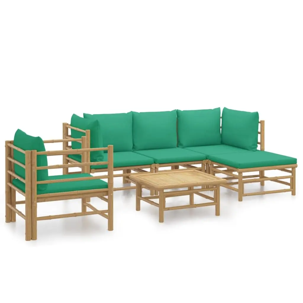 Garden Lounge Set Bamboo Outdoor Furniture 6 Piece Brown