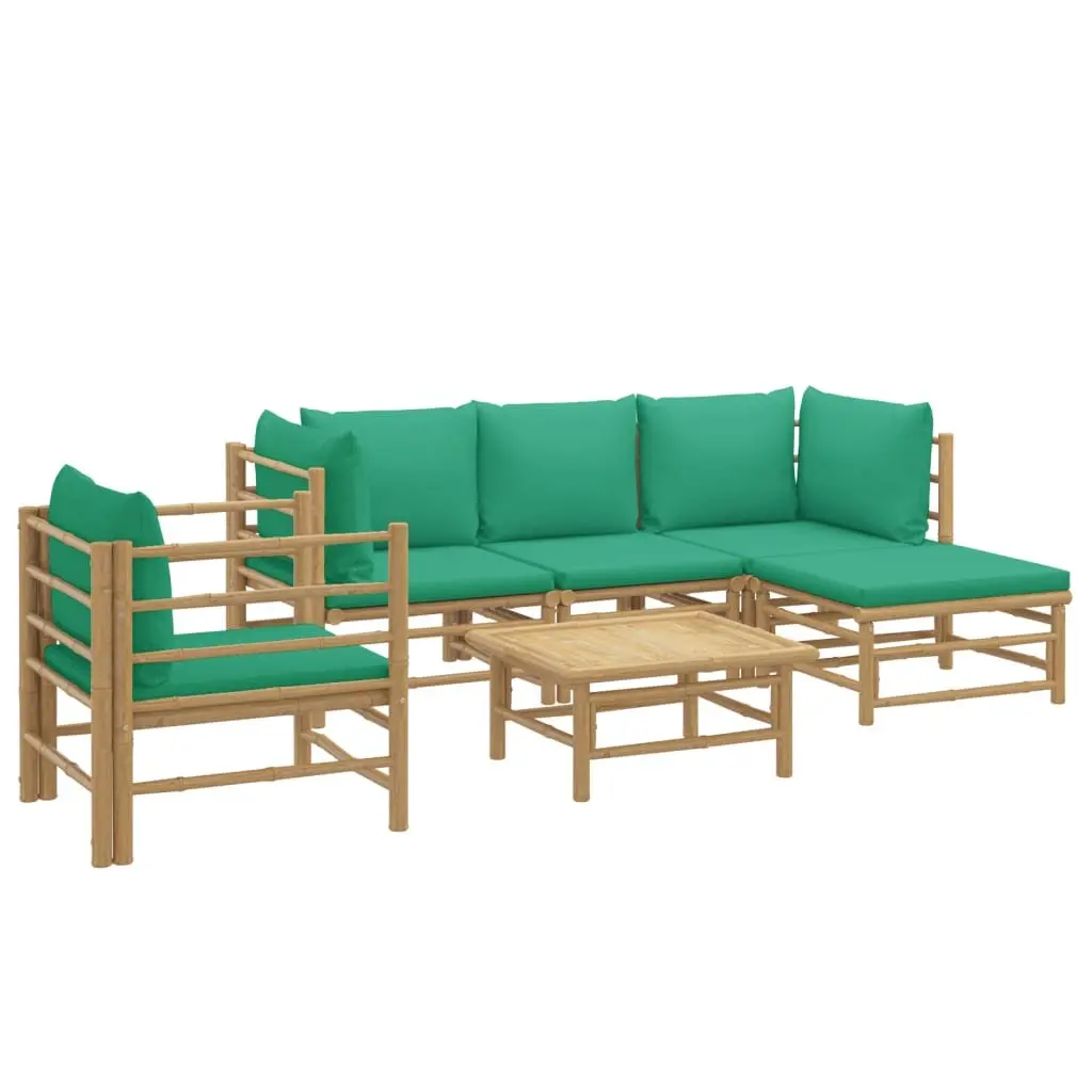 Garden Lounge Set Bamboo Outdoor Furniture 6 Piece Brown