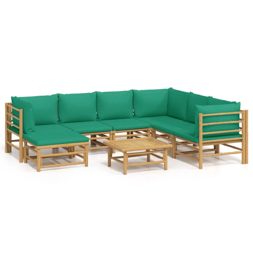 8 Piece Modular Bamboo Lounge Set Outdoor Furniture with Cushions Brown