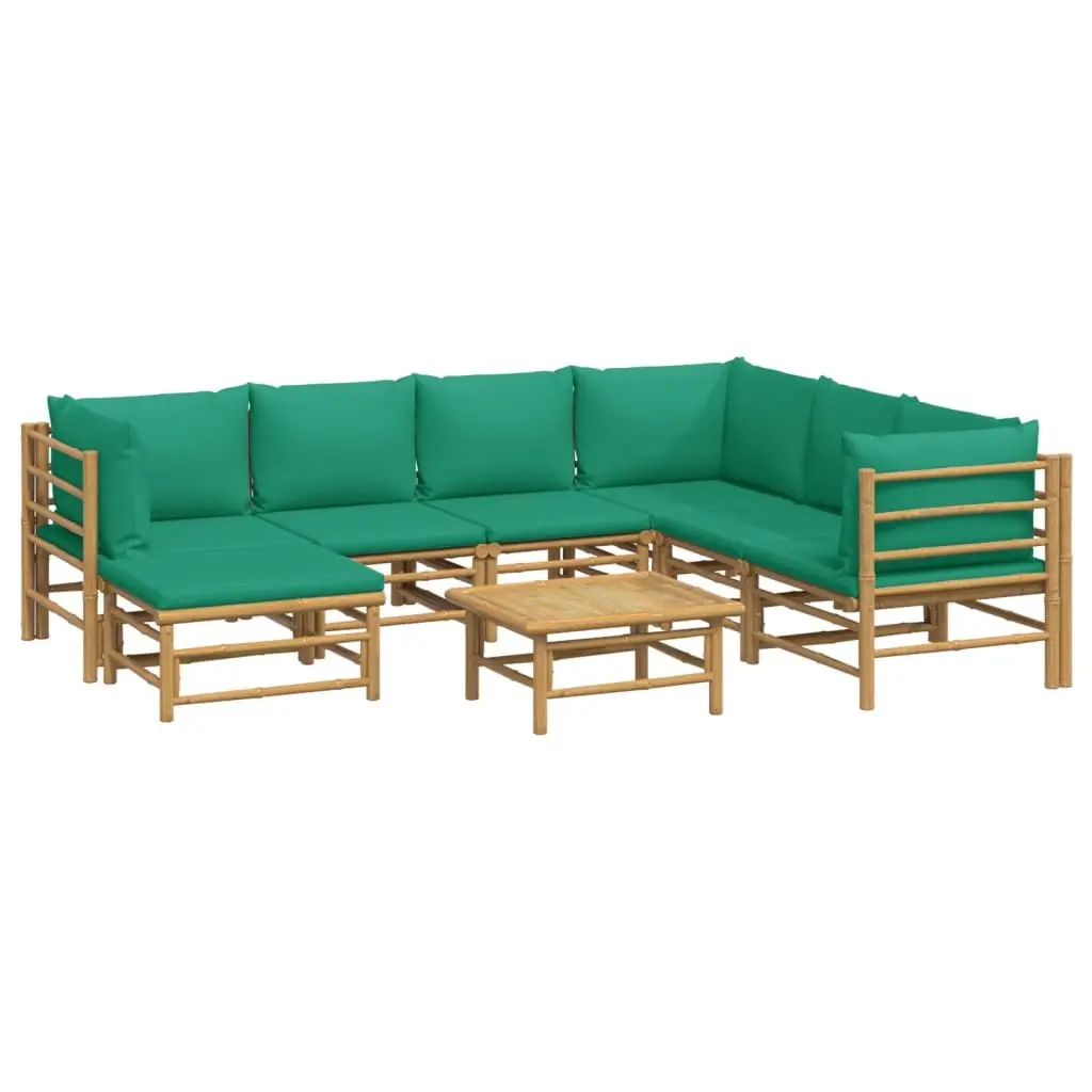 8 Piece Modular Bamboo Lounge Set Outdoor Furniture with Cushions Brown