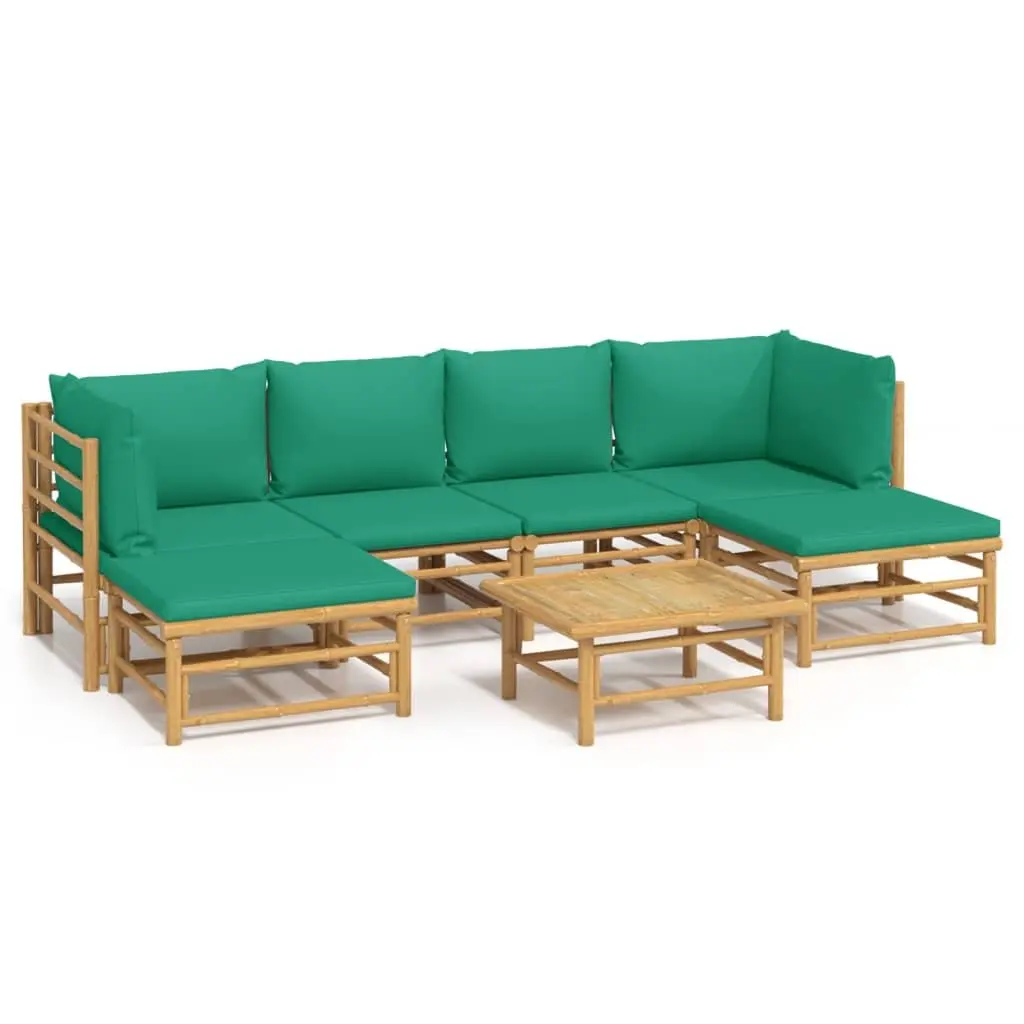 7 Piece Bamboo Garden Lounge Set Outdoor Furniture Sofa with Cushions Brown