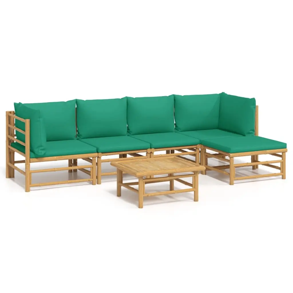 Garden Lounge Set 6 Piece Outdoor Furniture Bamboo Patio Sofa with Cushions