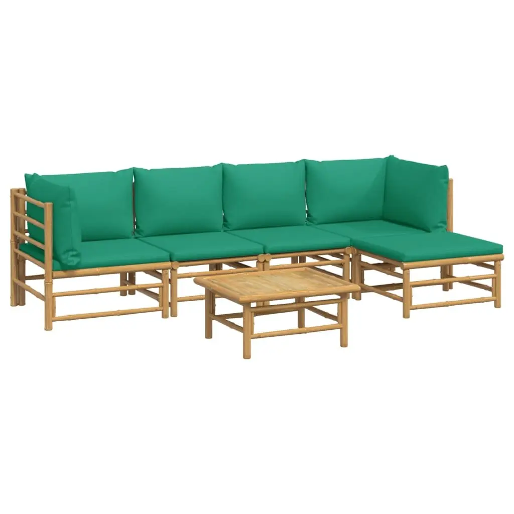 Garden Lounge Set 6 Piece Outdoor Furniture Bamboo Patio Sofa with Cushions